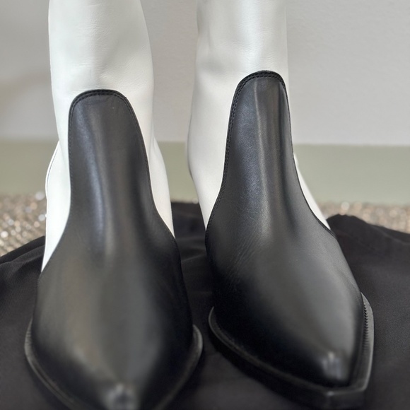 Givenchy Leather Cowboy Boots Color Block Black and White Western Ankle Bootie - Picture 10 of 14